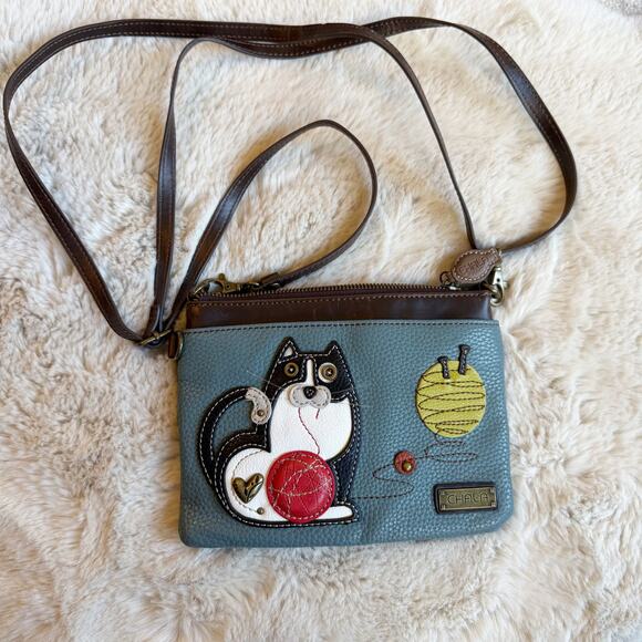 Chala Handbags - Chala Mini Crossbody Bag Fat Fat Embroidered Stitched Design Adjustable Strap